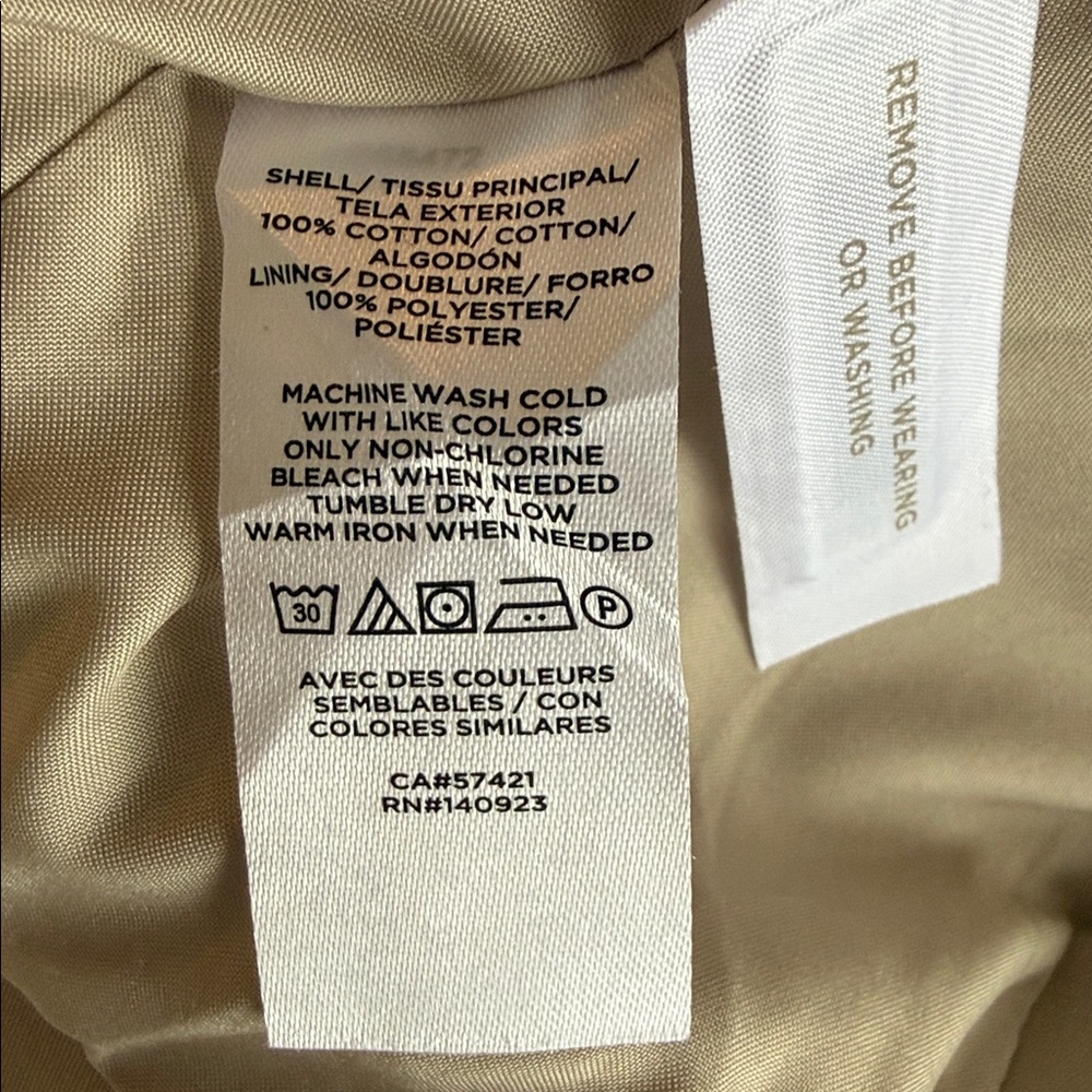 LOFT Ann Taylor Long Tan Khaki Belted Trench Coat Spring Preppy Casual L - Picture 15 of 15